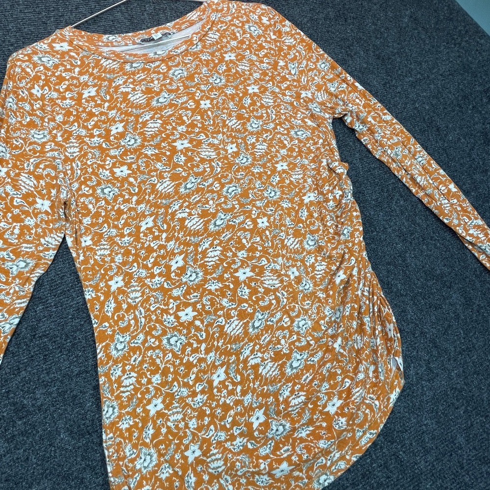 Maison d'Amélie Floral Ruched Top L Orange Boho Cottagecore Prairie Stretch Base